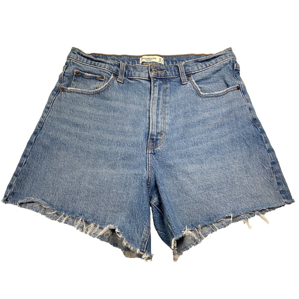 Abercrombie & Fitch The Dad High Rise Denim Shorts Women’s Size 31/12 Distressed